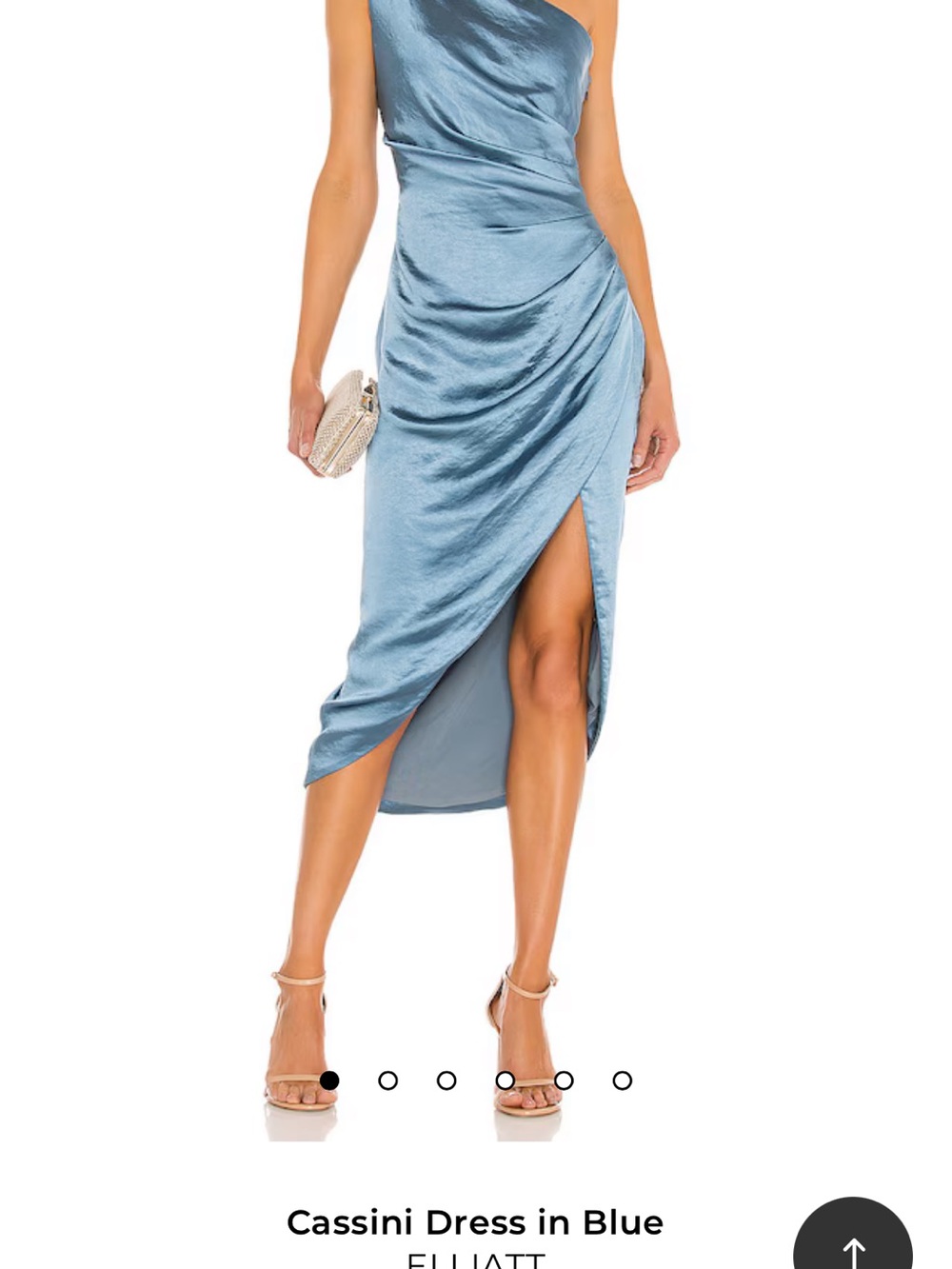 Elliatt Satin Asymmetric One-Shoulder Dress in Dusty Blue